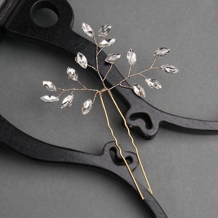 Bridal headwear Handmade Crystal accessories Wedding Hairpin set of 2 613673904361 - COCOMELODY